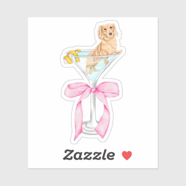 Martini Würstchen Coquette Dackel Wasserfarbe Aufkleber (Blatt)