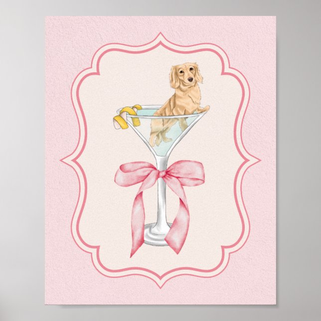 Martini Würstchen Coquette Dackel Wasserfarbe Poster (Vorne)