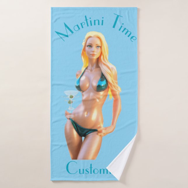 Martini-Zeit Bikini-Babe Thunder_Cove  Badehandtuch (Badehandtuch)