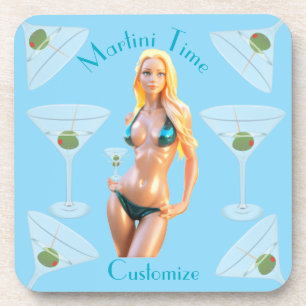 Martini-Zeit Bikini-Babe Thunder_Cove  Getränkeuntersetzer