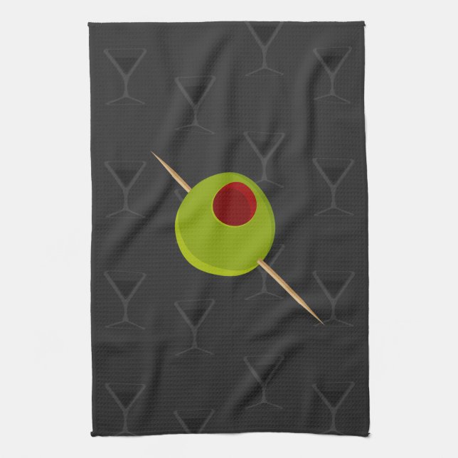 Martini-Zeit-Schwarz-Geschirrtuch Handtuch (Vertikal)