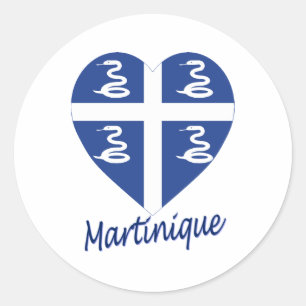 Martinique Flag Heart Runder Aufkleber