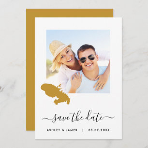 Martinique Map Foto Wedding Save the Date Card