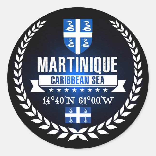 Martinique Runder Aufkleber (Vorderseite)