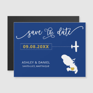Martinique Wedding Save the Date Card, Map Magneteinladung