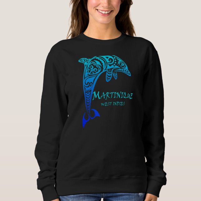 Martinique West Indies Vintag Stamm Dolphin Vaca Sweatshirt (Vorderseite)