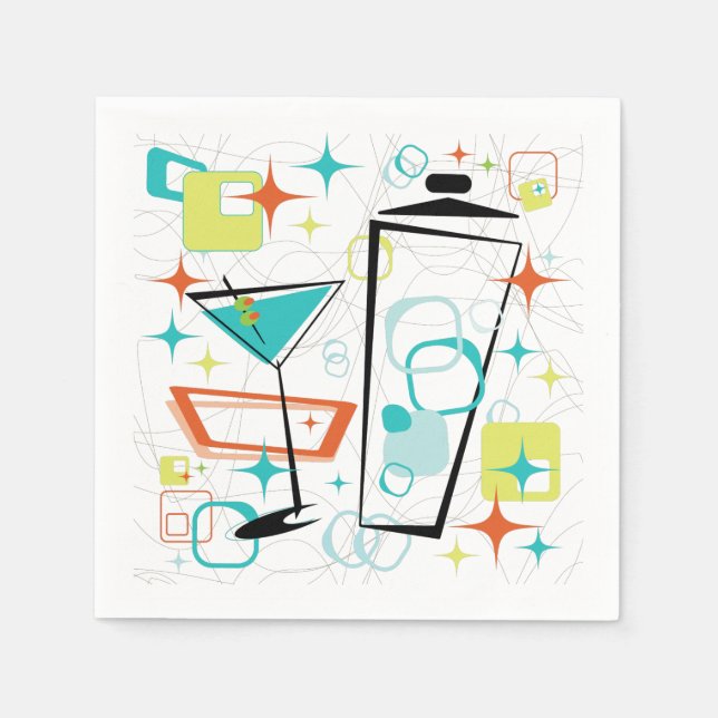 Martinis A Go-Go-Cocktail Napkins Serviette (Vorderseite)