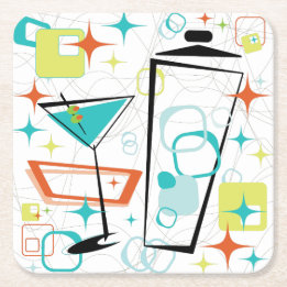 Martinis A Go-Go Getränkeuntersetzer Rechteckiger Pappuntersetzer