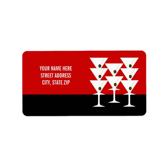Martinis Address Mailing Labels Adressaufkleber (Vorne)