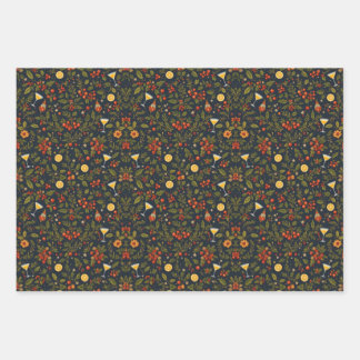 Martinis and Botanicals Holiday Wrapping Paper Geschenkpapier Set