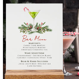Martinis and Mistletoe Holiday Party Bar Menu Acrylschild