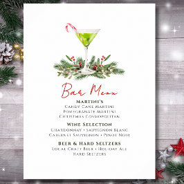 Martinis and Mistletoe Holiday Party Bar Menu Poster