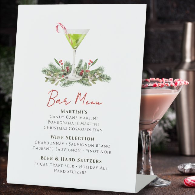 Martinis and Mistletoe Holiday Party Bar Menu Sockelschild (Von Creator hochgeladen)