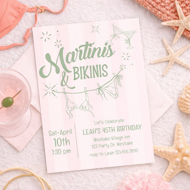 Martinis & Bikinis Geburtstagseinladung | Pool Par Einladung (Von Creator hochgeladen)