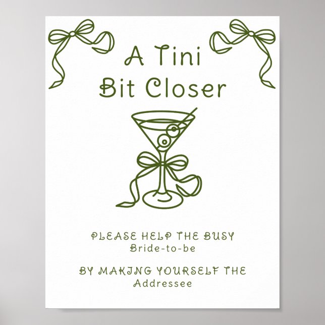 Martinis & Bow helfen der beschäftigten Braut Poster (Vorne)