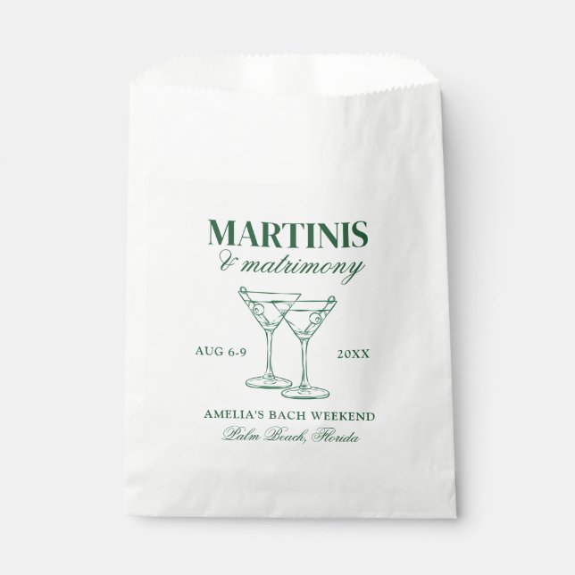 Martinis & Matrimony Bachelorette Wochenende Geschenktütchen (Vorderseite)