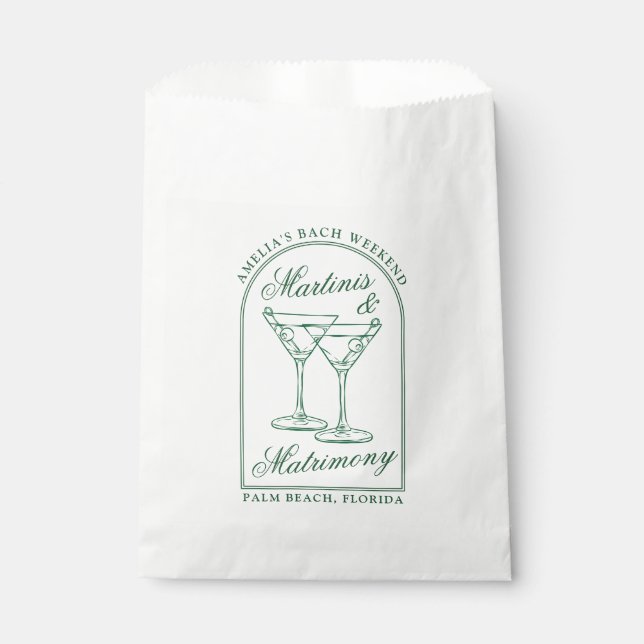 Martinis & Matrimony Bachelorette Wochenende Geschenktütchen (Vorderseite)