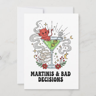 Martinis & schlechte Entscheidungen Teufel-Cocktai Feiertagskarte