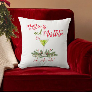 Martinis und Mistelzweig Festlicher Cocktail-Feier Kissen