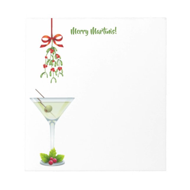 Martinis und Mistletoe Christmas Notizblock (Vorderseite)
