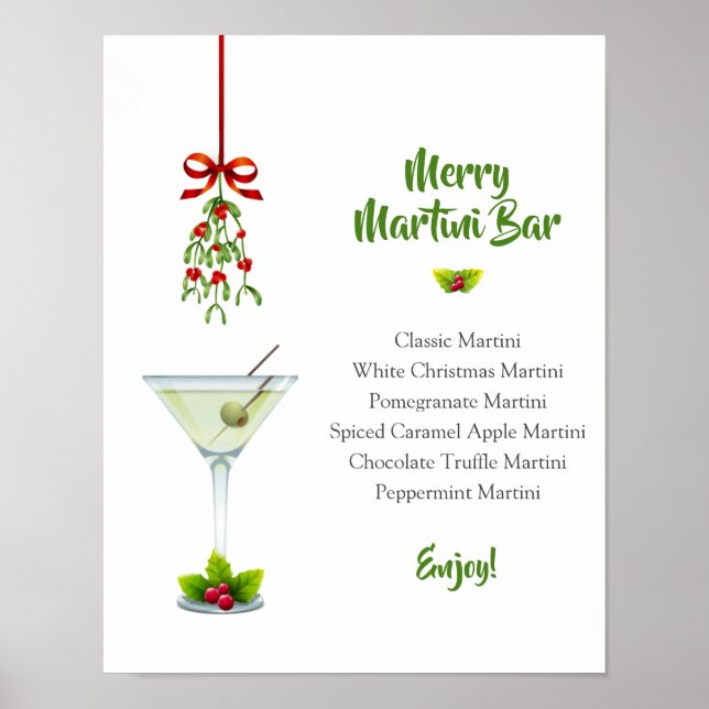 Martinis und Mistletoe Weihnachten Bar Poster (Vorne)