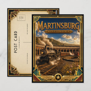 Martinsburg West Virginia Vintage Art Deco Golden Postkarte