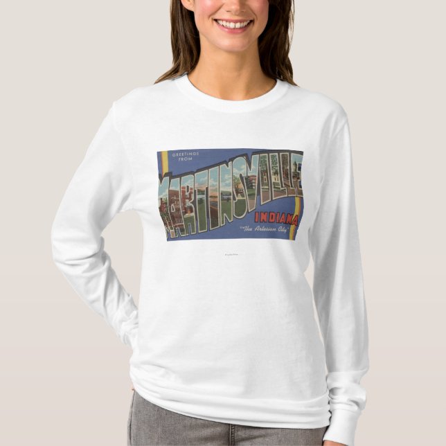 Martinsville, Indiana - große Buchstabe-Szenen T-Shirt (Vorderseite)