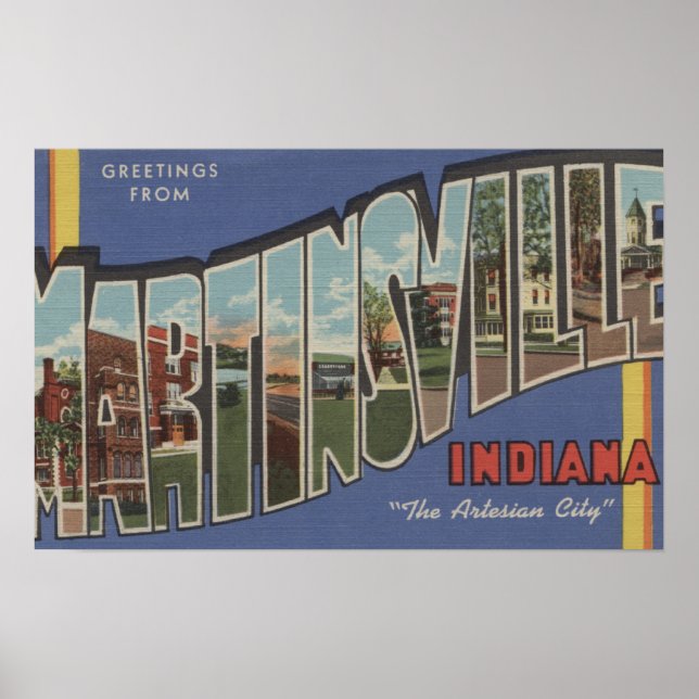 Martinsville, Indiana - Große Buchstabenszenen Poster (Vorne)
