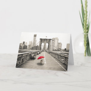 Marty Mouse auf der Brooklyn Bridge Grußkarte Karte