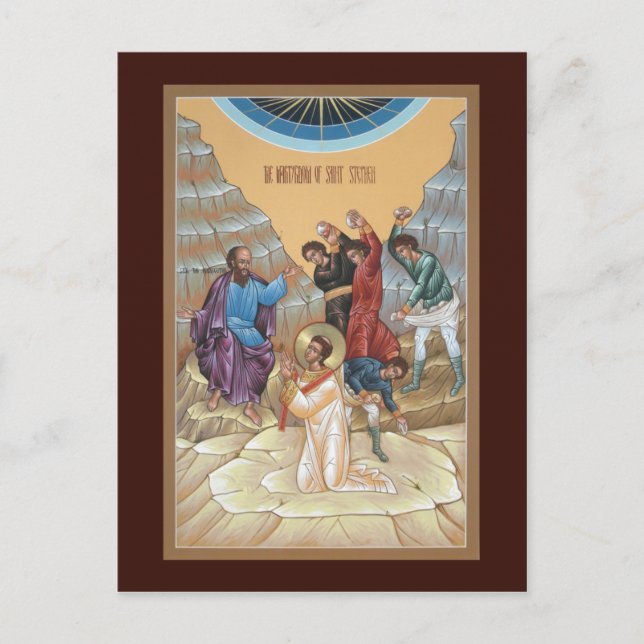 Martyrdom St. Stephen Prayer Card Postkarte (Vorderseite)