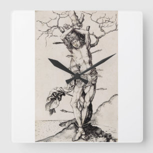 Martyrium des Heiligen Sebastian von Martin Schong Quadratische Wanduhr