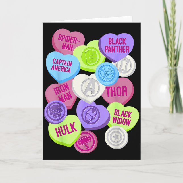 Marvel Avengers Symbols Candy Hearts Valentines Da Karte (Vorderseite)