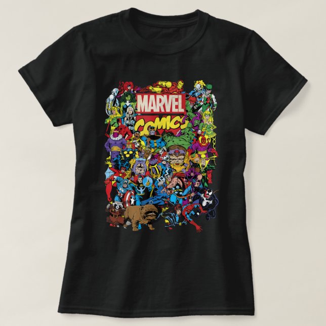 Marvel Comic Heroes Group Shot Graphic T - Shirt T (Design vorne)
