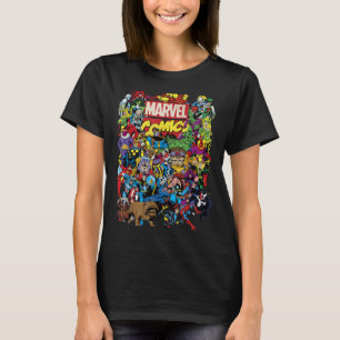 Marvel Comic Heroes Group Shot Graphic T - Shirt T