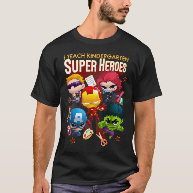 Marvel Group Shot I lehre Kindergarten Super Heroe T-Shirt (Vorderseite)