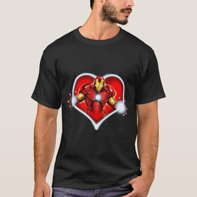 Marvel Iron Man Heart Blaster Glow Valentine Graph T-Shirt (Vorderseite)