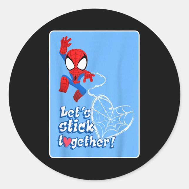 Marvel Spider-man Lets Stick Together Valentine Ca Runder Aufkleber (Vorderseite)