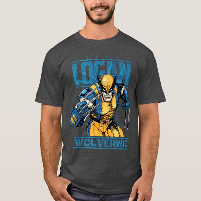 Marvel Wolverine Classic Logan Retro Comic Logo gi T-Shirt (Vorderseite)