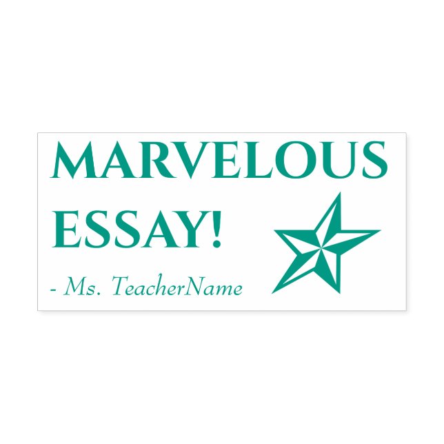 "MARVELOUS ESSAY!" + Name des Lehrers Permastempel (Design)