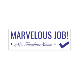 "MARVELOUS JOB!" + Teacher Name Rubber Briefmarke Permastempel