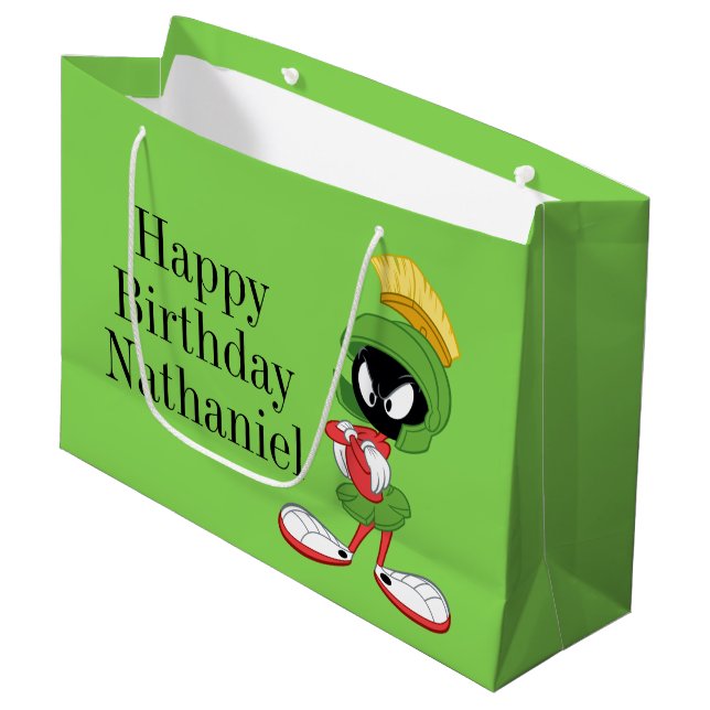 MARVIN die MARTIAN™ | Arme gekreuzt Große Geschenktüte (Vorderseite Schrägansicht)