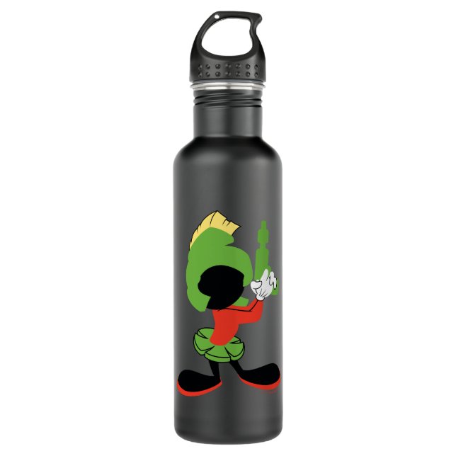 MARVIN DIE MARTIAN™-Silhouette mit Raygun Edelstahlflasche (Vorderseite)
