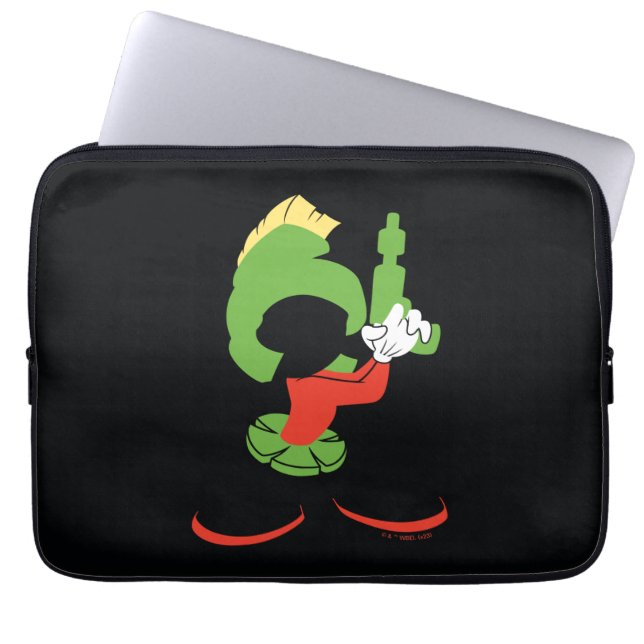 MARVIN DIE MARTIAN™-Silhouette mit Raygun Laptopschutzhülle (Vorderseite)