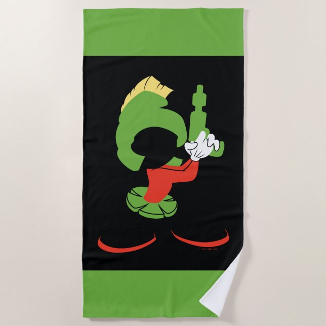 MARVIN DIE MARTIAN™-Silhouette mit Raygun Strandtuch (Vorderseite)
