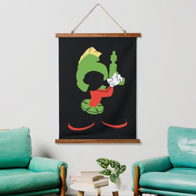 MARVIN DIE MARTIAN™-Silhouette mit Raygun Wandteppich Mit Holzrahmen (Wohnzimmer)