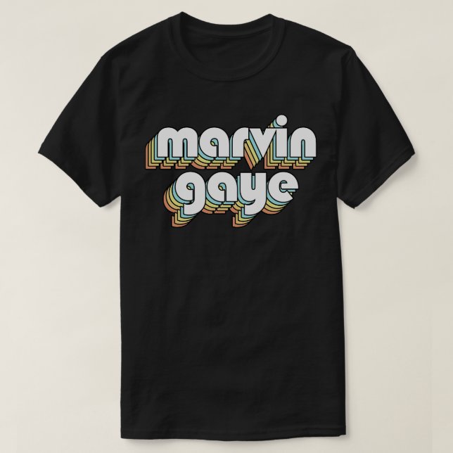 Marvin Gaye Retro Rainbow Typografie Faded Style T-Shirt (Design vorne)