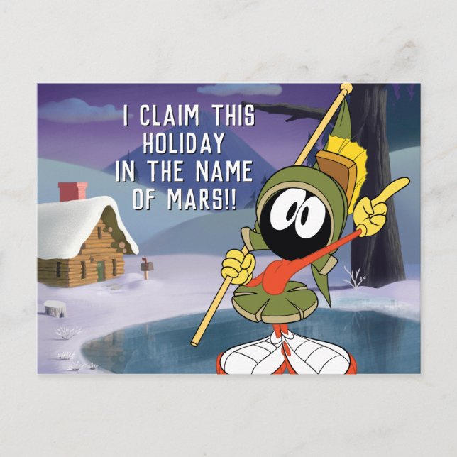 MARVIN MARTIAN™ Winterkabine Feiertagspostkarte (Vorderseite)