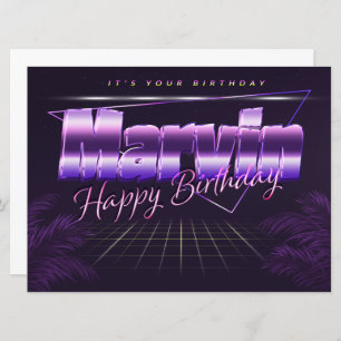 Marvin Name Vorname lila retro Karte Geburtstag