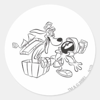 MARVIN THE MARTIAN™ and K-9 Gift Überraschung Runder Aufkleber