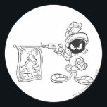 MARVIN THE MARTIAN™ Christmas Tree Pop Gun Runder Aufkleber<br><div class="desc">Christmas_x005F_x000D__x005F_x000D_ Design Teil einer Serie aus der Holiday Collection</div>